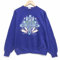 L★古着 長袖 スウェット メンズ 90年代 90s アリゾナ クルーネック USA製 紫 26jan26