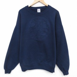 XL★古着 ジャージーズ 長袖 スウェット メンズ 90年代 90s DOWN 大きいサイズ クルーネック USA製 紺 26jan26