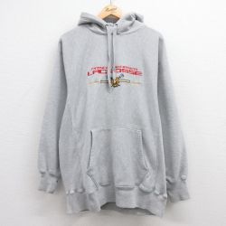 【50%OFF】XL★古着 長袖 スウェット パーカー メンズ ラクロス 刺繍 大きいサイズ グレー 霜降り 【spe】 24mar02 中古 スエット トレーナー トップス