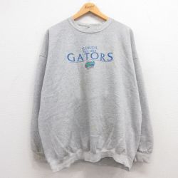 【50%OFF】XL★古着 長袖 スウェット メンズ 00年代 00s フロリダゲーターズ 刺繍 大きいサイズ クルーネック グレー 霜降り 24mar02 中古 スエット トレーナー トップス