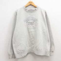 XL★古着 長袖 スウェット メンズ 90年代 90s スーパーボウル ヤシの木 刺繍 大きいサイズ クルーネック 薄グレー 霜降り 【spe】 24mar02 中古 スエット トレーナー トップス