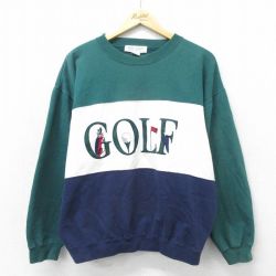 【50%OFF】ゴルフ 00s 長袖スウェット 刺繍 グリーン L | 古着