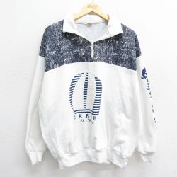 XL★古着 長袖 ハーフジップ スウェット メンズ 90年代 90s CARMEL カリフォルニア 大きいサイズ ツートンカラー USA製 白他 ホワイト 24aug26 中古 スエット トレーナー トップス