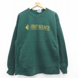 XL★古着 リー Lee 長袖 スウェット メンズ 90年代 90s FIRST SOURCE 大きいサイズ クルーネック USA製 緑 グリーン 【spe】 24aug28 中古 スエット トレーナー トップス