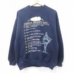 L★古着 長袖 スウェット メンズ 00年代 00s GRAMPS TOP10 クルーネック 紺 ネイビー 【spe】 24aug28 中古 スエット トレーナー トップス