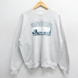 XL★古着 長袖 スウェット メンズ 00年代 00s ゾウ クルーネック 薄グレー 霜降り 24aug31 中古 スエット トレーナー トップス