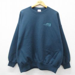 【50%OFF】XL★古着 ヘインズ Hanes 長袖 スウェット メンズ 00年代 00s POCONO 大きいサイズ クルーネック 濃緑 グリーン 24sep02 中古 スエット トレーナー トップス