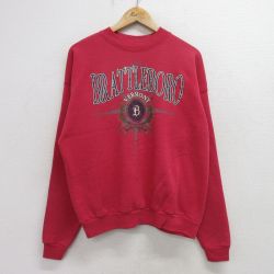 L★古着 長袖 スウェット メンズ 90年代 90s ブラトルボロ バーモント クルーネック 赤 レッド 24sep09 中古 スエット トレーナー トップス