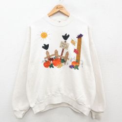 L★古着 ジャージーズ 長袖 スウェット メンズ 80年代 80s カボチャ クルーネック USA製 生成り 24sep11 中古 スエット トレーナー トップス