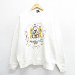 XL★古着 長袖 スウェット メンズ 90年代 90s グランマ クルーネック 生成り 24sep12 中古 スエット トレーナー トップス