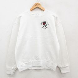 【20%OFF】M★古着 長袖 スウェット メンズ 90年代 90s アメリカンレギオン バラ クルーネック 白 ホワイト 24sep12 中古 スエット トレーナー トップス
