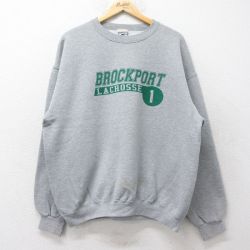 XL★古着 リー Lee 長袖 スウェット メンズ 00年代 00s BROCKPORT ラクロス クルーネック グレー 霜降り 24sep13 中古 スエット トレーナー トップス