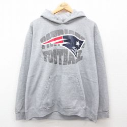 【20%OFF】XL★古着 長袖 スウェット パーカー メンズ 00年代 00s NFL ニューイングランドペイトリオッツ グレー 霜降り アメフト スーパーボウル 24sep17 中古 スエット トレーナー トップス