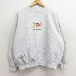 【50%OFF】XL★古着 長袖 スウェット メンズ 90年代 90s 星条旗 BREAKERS 刺繍 大きいサイズ クルーネック 薄グレー 霜降り 24sep17 中古 スエット トレーナー トップス