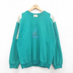 L★古着 長袖 スウェット メンズ 90年代 90s JEANS 青緑他 24nov02 中古 スエット トレーナー トップス