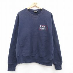 【50%OFF】XL★古着 リー Lee 長袖 スウェット メンズ 00年代 00s ALBANY 大きいサイズ クルーネック 紺 ネイビー 24nov02 中古 スエット トレーナー トップス