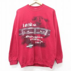 【50%OFF】M★古着 長袖 スウェット メンズ 00年代 00s WARRIORS アメフト クルーネック エンジ 24nov05 中古 スエット トレーナー トップス