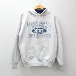 L★古着 長袖 スウェット パーカー メンズ 90年代 90s PEN USA製 薄グレー 霜降り 24nov07 中古 スエット トレーナー トップス