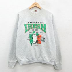 【50%OFF】XL★古着 フルーツオブザルーム 長袖 スウェット メンズ 00年代 00s アイリッシュ 大きいサイズ クルーネック 薄グレー 霜降り 24nov07 中古 スエット トレーナー トップス