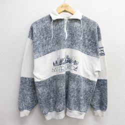 L★古着 長袖 ハーフジップ スウェット メンズ 90年代 90s サンフランシスコ 襟付き USA製 白他 ホワイト 24nov07 中古 スエット トレーナー トップス