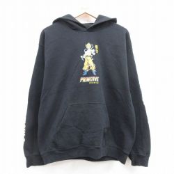 L★古着 長袖 スウェット パーカー メンズ アニメ ドラゴンボールZ 孫悟空 黒 ブラック 【spe】 24nov08 中古 スエット トレーナー トップス