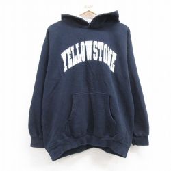 【50%OFF】XL★古着 長袖 スウェット パーカー メンズ 00年代 00s イエローストーン 紺 ネイビー 24nov08 中古 スエット トレーナー トップス