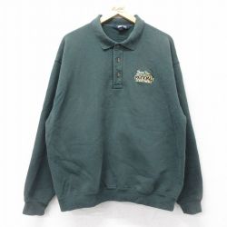 XL★古着 ランズエンド 長袖 スウェット メンズ 90年代 90s KENDALL 襟付き 大きいサイズ USA製 緑 グリーン 【spe】 24nov08 中古 スエット トレーナー トップス