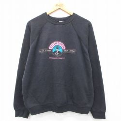 XL★古着 TULTEX 長袖 スウェット メンズ 90年代 90s FOX WIIDS 大きいサイズ ラグラン クルーネック USA製 黒 ブラック 24nov09 中古 スエット トレーナー トップス