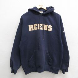 L★古着 リー Lee 長袖 スウェット パーカー メンズ 00年代 00s ハミルトン カレッジ 紺 ネイビー 24nov11 中古 スエット トレーナー トップス