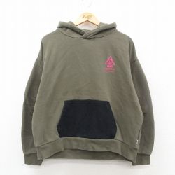 XL★古着 バンズ 長袖 スウェット パーカー メンズ ビッグロゴ 濃緑他 グリーン 24nov14 中古 スエット トレーナー トップス