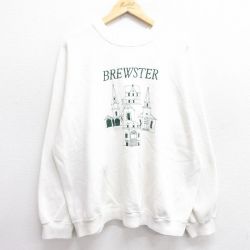【50%OFF】XL★古着 TULTEX 長袖 スウェット メンズ 90年代 90s BREWSTER ラグラン 大きいサイズ クルーネック USA製 白 ホワイト 25mar13 中古 スエット トレーナー トップス