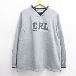 XL★古着 ラルフローレン Ralph Lauren チャップス 長袖 ブランド スウェット メンズ 90年代 90s ビッグロゴ Vネック グレー 霜降り 【spe】 25mar13 中古 スエット トレーナー トップス