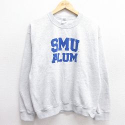 M★古着 長袖 スウェット メンズ 00年代 00s SMU ALUM クルーネック 薄グレー 霜降り 25mar13 中古 スエット トレーナー トップス