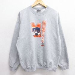L★古着 ヘインズ Hanes 長袖 スウェット メンズ 00年代 00s MIDLAND WARRIORS クルーネック グレー 霜降り 25mar13 中古 スエット トレーナー トップス