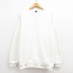 XL★古着 ランズエンド 長袖 スウェット メンズ 90年代 90s 無地 大きいサイズ コットン クルーネック 白 ホワイト 25jul30 中古 スエット トレーナー トップス