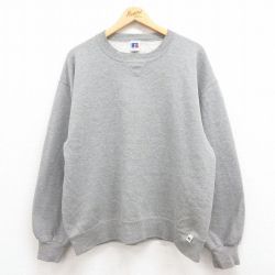 XL★古着 ラッセル 長袖 スウェット メンズ 90年代 90s 無地 クルーネック USA製 グレー 霜降り 25jul29 中古 スエット トレーナー トップス