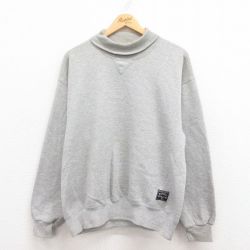 L★古着 ラッセル 長袖 スウェット メンズ 90年代 90s 無地 タートルネック USA製 グレー 霜降り 25jul29 中古 スエット トレーナー トップス
