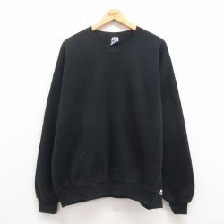 XL★古着 ラッセル 長袖 スウェット メンズ 00年代 00s 無地 大きいサイズ クルーネック 黒 ブラック 25jul29 中古 スエット トレーナー トップス