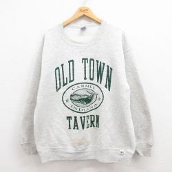 【20%OFF】XL★古着 ラッセル 長袖 スウェット メンズ 90年代 90s クジラ 大きいサイズ クルーネック USA製 グレー 霜降り 25jul29 中古 スエット トレーナー トップス