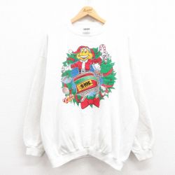 XL★古着 TULTEX 長袖 スウェット メンズ 90年代 90s カエル 大きいサイズ クルーネック 白 ホワイト 25jul31 中古 スエット トレーナー トップス