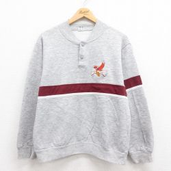 M★古着 チャンピオン Champion 長袖 スウェット メンズ 80年代 80s 鳥 ヘンリーネック USA製 グレー 霜降り 【spe】 25jul31 中古 スエット トレーナー トップス