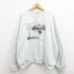 XL★古着 フルーツオブザルーム 長袖 スウェット メンズ 90年代 90s ボート 大きいサイズ クルーネック USA製 グレー 霜降り 25jul31 中古 スエット トレーナー トップス