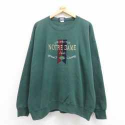 XL★古着 ジャンスポーツ 長袖 スウェット メンズ 90年代 90s ノートルダム 刺繍 大きいサイズ USA製 緑 グリーン 25aug01 中古 スエット トレーナー トップス