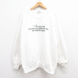 【20%OFF】XL★古着 長袖 スウェット メンズ 90年代 90s メッセージ 大きいサイズ ラグラン クルーネック USA製 白 ホワイト 25aug01 中古 スエット トレーナー トップス