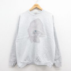 XL★古着 フルーツオブザルーム 長袖 スウェット メンズ 00年代 00s ネコ クルーネック グレー 霜降り 25aug01 中古 スエット トレーナー トップス