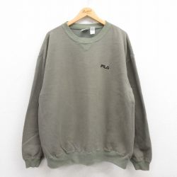 【50%OFF】XL★古着 フィラ FILA 長袖 スウェット メンズ 00年代 00s ワンポイントロゴ 大きいサイズ クルーネック カナダ製 薄緑 グリーン 25aug01 中古 スエット トレーナー トップス