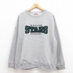 XL★古着 長袖 スウェット メンズ 90年代 90s ダラススターズ 大きいサイズ クルーネック カナダ製 グレー 霜降り 25aug01 中古 スエット トレーナー トップス