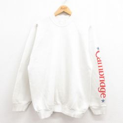 【50%OFF】XL★古着 フルーツオブザルーム 長袖 スウェット メンズ 90年代 90s Cambridge ラグラン クルーネック USA製 白 ホワイト 25aug01 中古 スエット トレーナー トップス