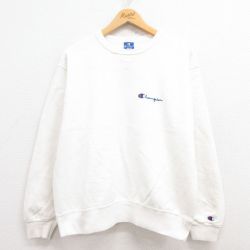 【50%OFF】L★古着 チャンピオン Champion 長袖 スウェット メンズ 90年代 90s ワンポイントロゴ クルーネック USA製 白 ホワイト 25aug01 中古 スエット トレーナー トップス