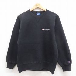 S★古着 チャンピオン Champion 長袖 スウェット メンズ 90年代 90s ワンポイントロゴ クルーネック USA製 黒 ブラック 25aug01 中古 スエット トレーナー トップス